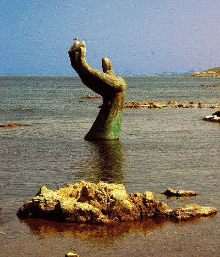 韓國Homigot海灘的The Hand Of Harmony