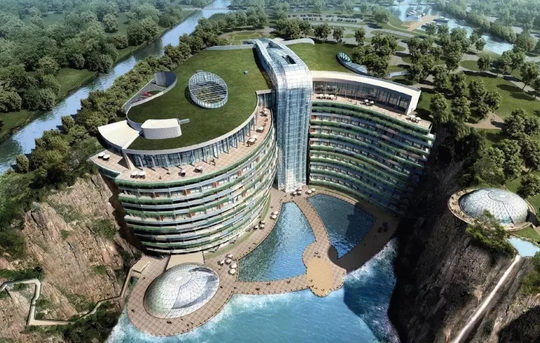 中國建筑又添一奇：世界唯一深坑酒店開業